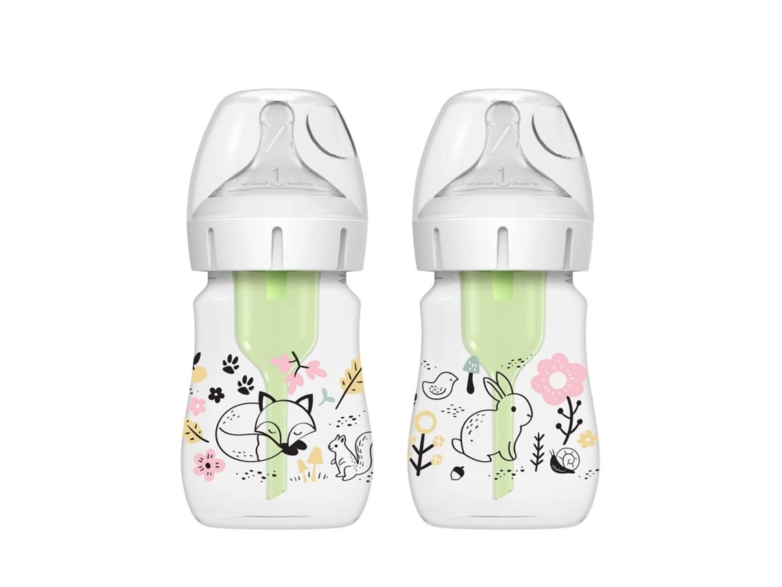 Dr. Brown's Pack 2 Biberões Options+ Boca Larga 150ml - Bosque (Tetinas silicone Nível1)