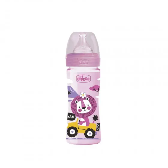 Chicco Biberão Well Being Rosa Silicone Fluxo Médio 2M+ 250ml