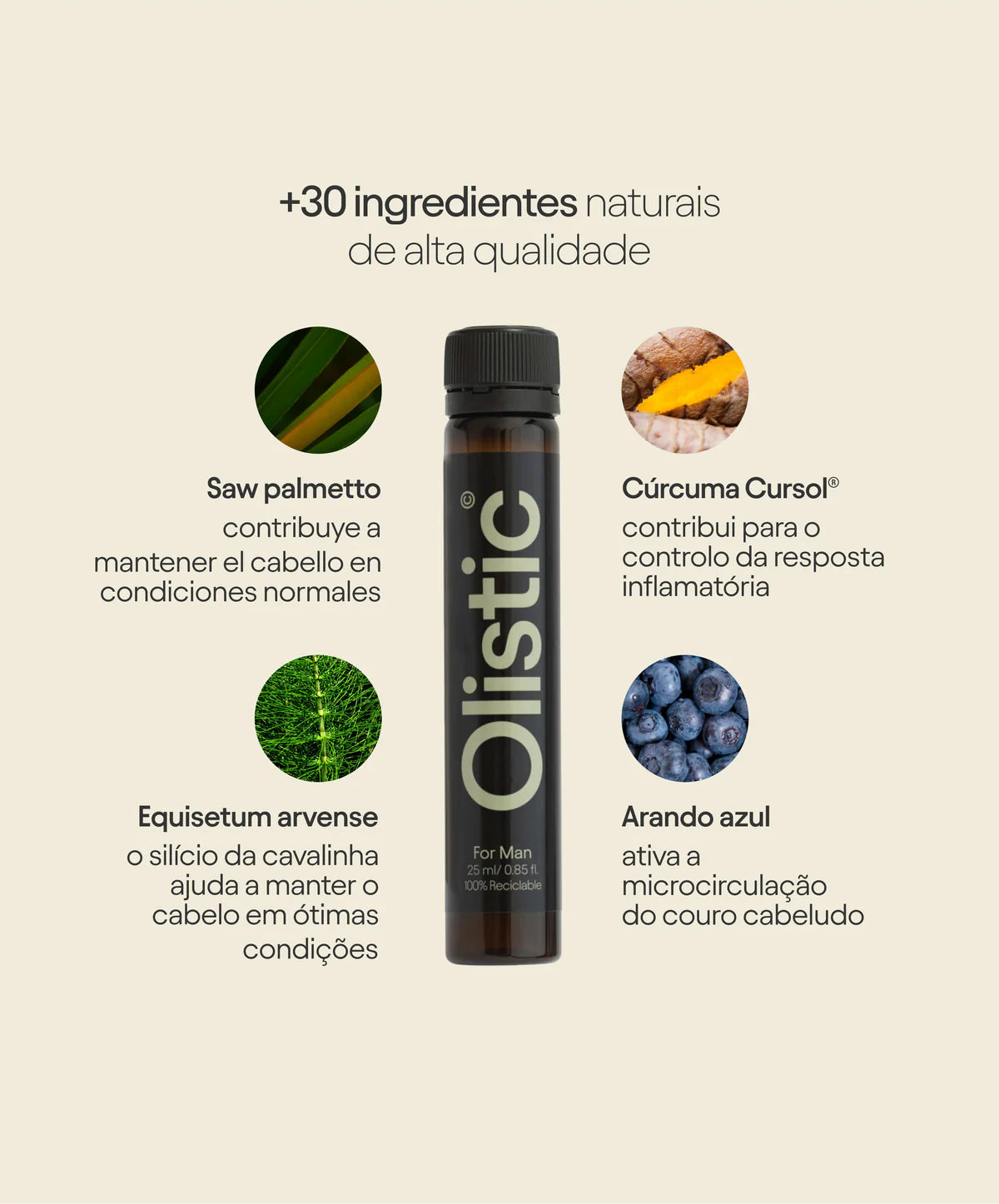 Olistic Men Suplemento Capilar 25ml x 28 Ampolas