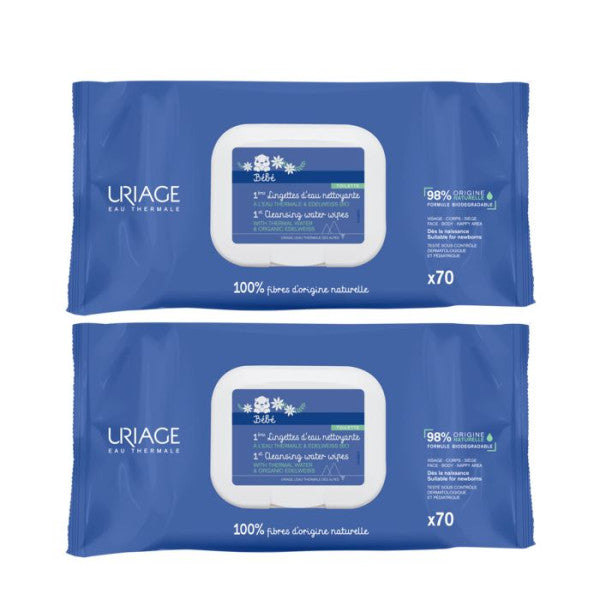 Uriage Bebe Toalhetes de água de limpeza Pack 2x70