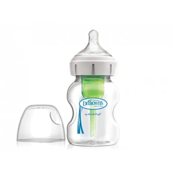 Dr. Brown's Options+ Biberão Anticólicas de Vidro Boca Larga (Tetina silicone Nível 1)