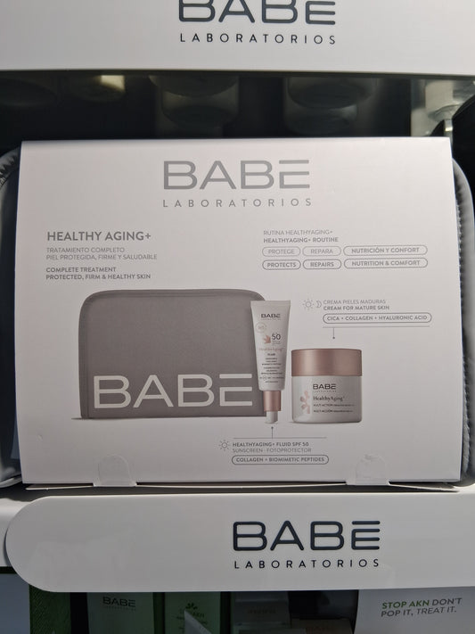 Babe Rotina Healthy Aging+: Fluid Fotoprotetor FPS50  + Creme Multi ação para pele madura com oferta de bolsa