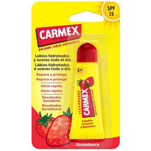 Carmex Tubo Hidratante Labial Morango SPF15 10 g