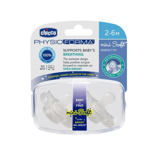 Chicco Chupeta Silicone Mini Soft Lumi 2-6M Neutro/Neutro 2 Un