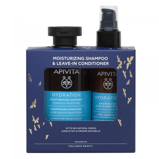 Apivita  Coffret Shampoo Hidratante 250ml + Condicionador Hidratante sem Enxaguamento 100ml