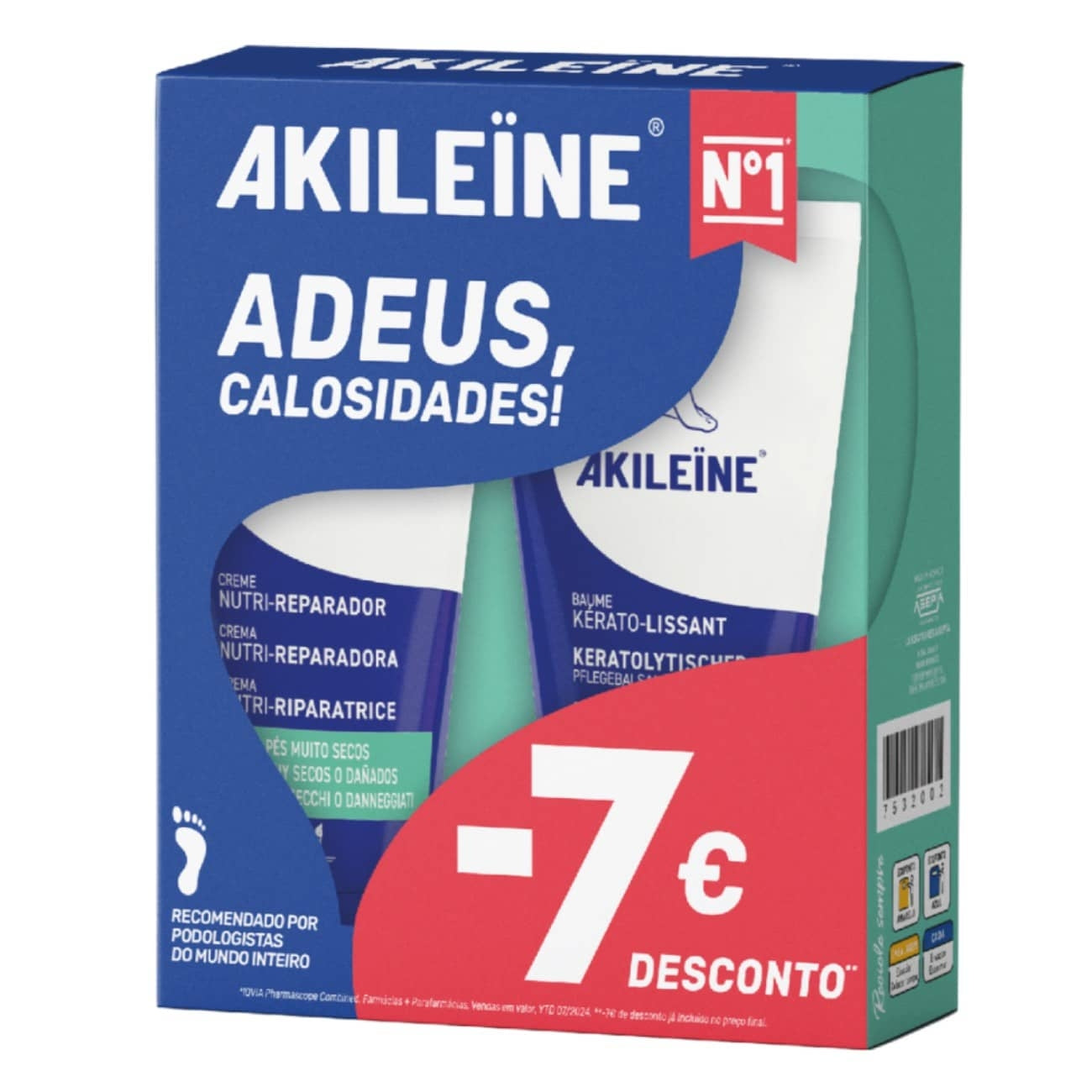 Akileine Creme Nutri-Reparador 75ml + Bálsamo Querato-Alisante 75ml
