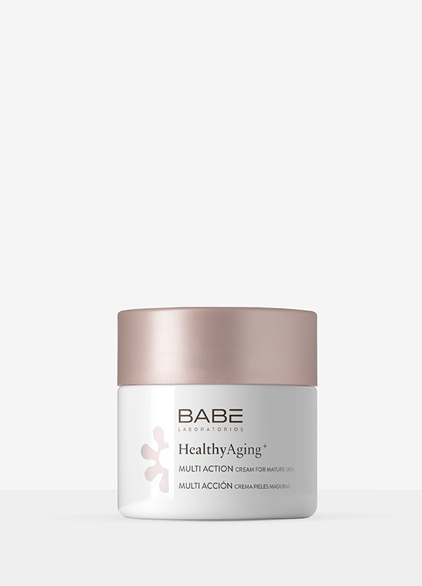 Babe Rotina Healthy Aging+: Fluid Fotoprotetor FPS50  + Creme Multi ação para pele madura com oferta de bolsa