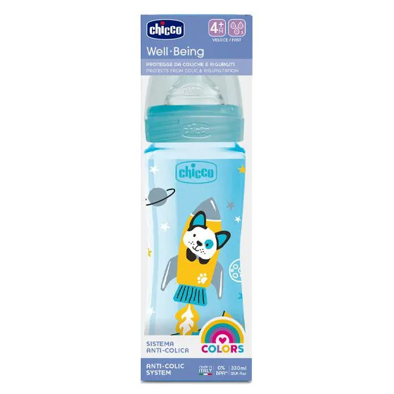 Chicco Biberão Well Being Silicone Azul 4M+ 330ml