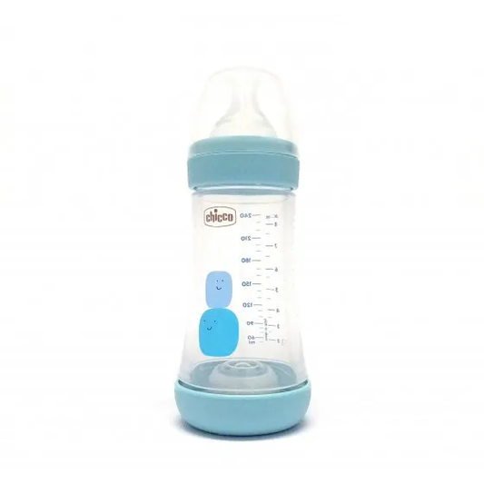 Chicco Biberão Perfect5 Azul 240ml Médio Silicone