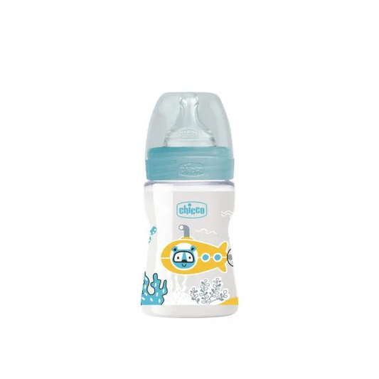 Chicco Biberão Well Being Azul Silicone Fluxo Lento 0M+ 150ml