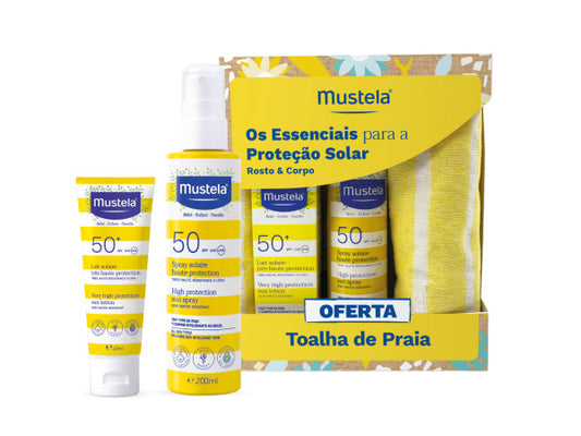 Mustela Solar Leite Solar + Spray Solar FPS50 com OFERTA Toalha de Praia