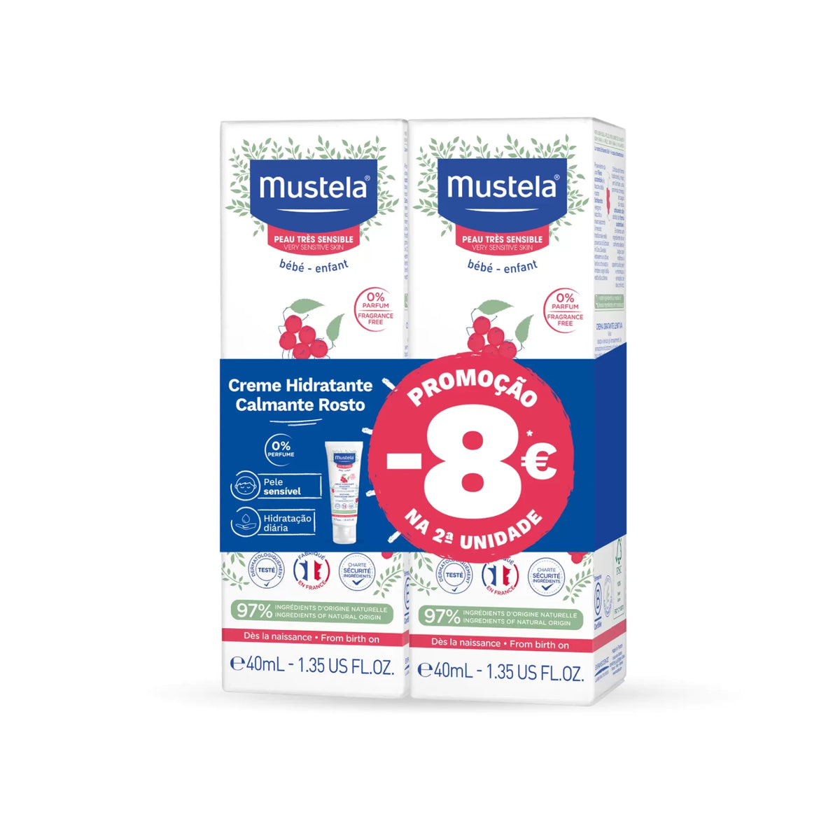 Mustela Creme Hidratante Calmante Rosto 0% Perfume