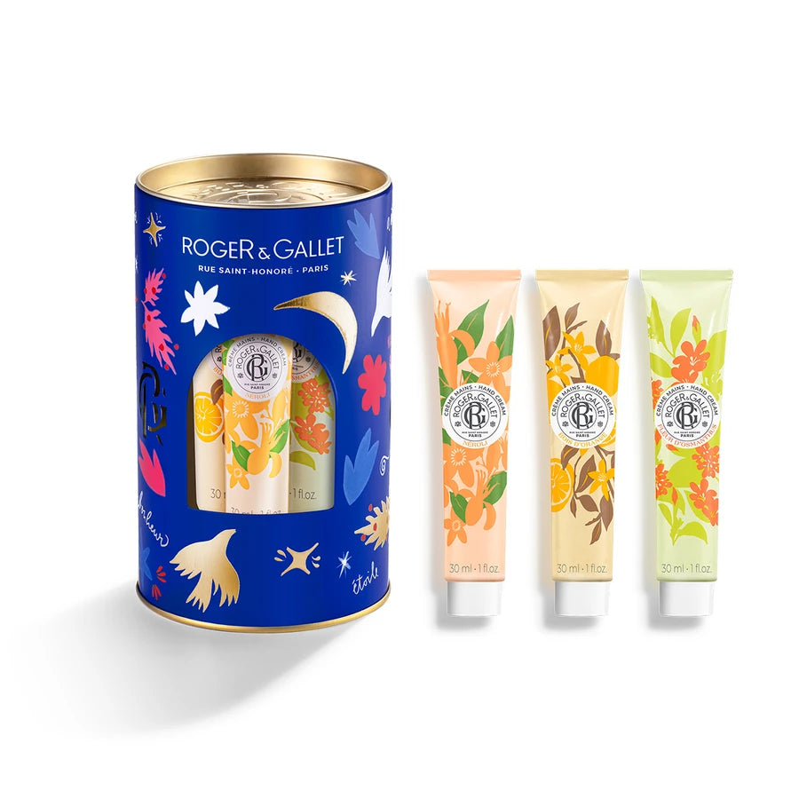 Roger & Gallet Coffret Natal - 3 Cremes de Mãos Néroli/Bois d'Orange/Osmanthus + Caixa Metálica NATAL