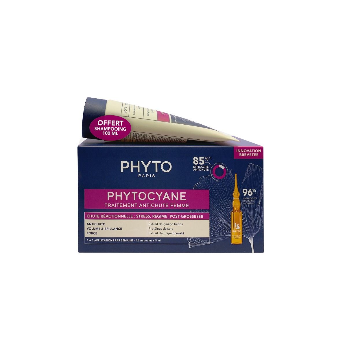 Phyto Phytocyane Pack Antiqueda Reacional Mulher 12 Ampolas + Champô 100ml
